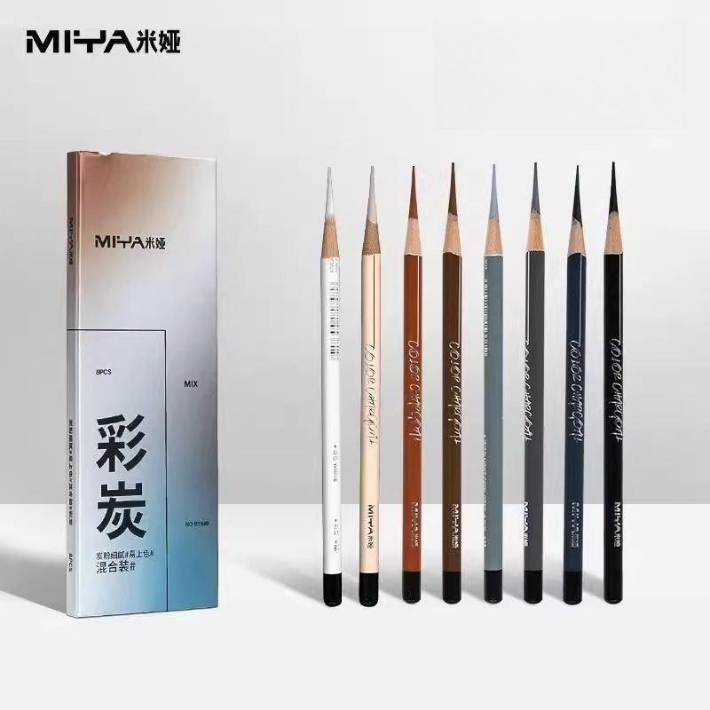 Sketching Charcoal Set - MIYA Bunte Kohlestifte, 8 verschiedene Farben,