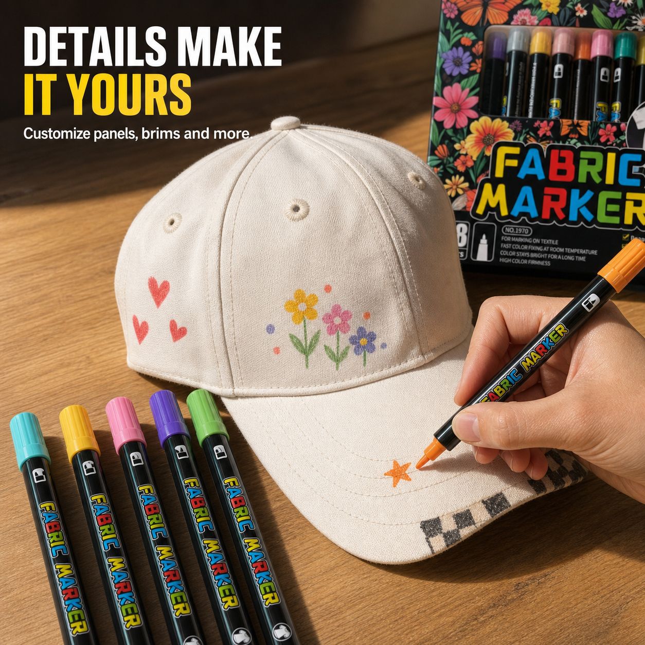 Art Craft Stationery - 24/36/48-Farben-Stoffmarker für Baseballkappen, Kleidung, Taschen, Graffiti,