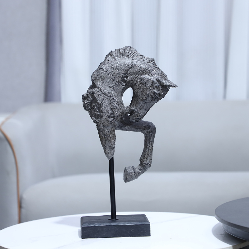 Art Craft Horse - Kunstharz-Handwerk: Antike Pferdekopf-Skulptur, Künstliche Tierfigur, Kriegspferd-Statue,