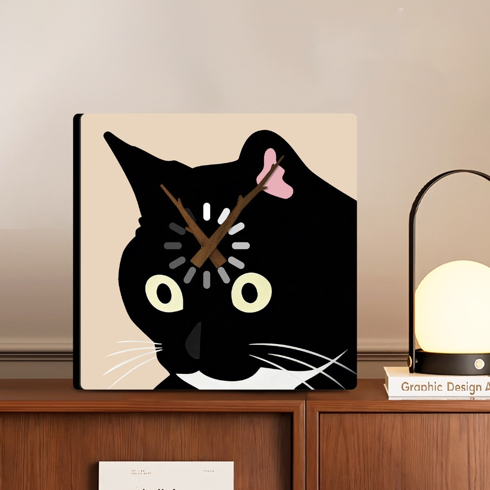 Art Craft Movement - 25x25cm Kreative Daze Katzen-Tischuhr, Kunsthandwerk, quadratische