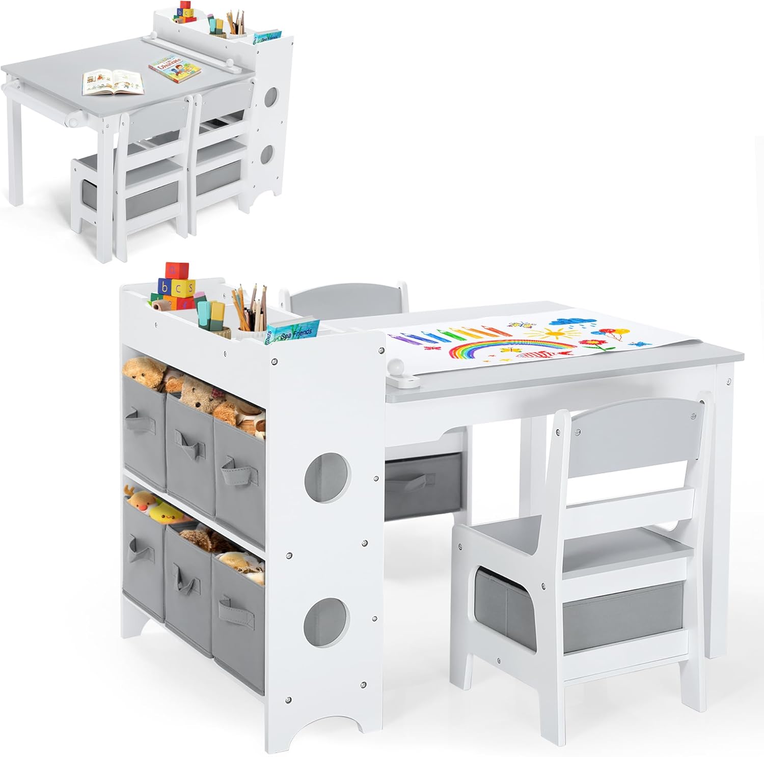 Art And Craft For Nursery - Kinder-Kunsttisch & Stuhl-Set, Holz-Aktivitätstisch für Kinder