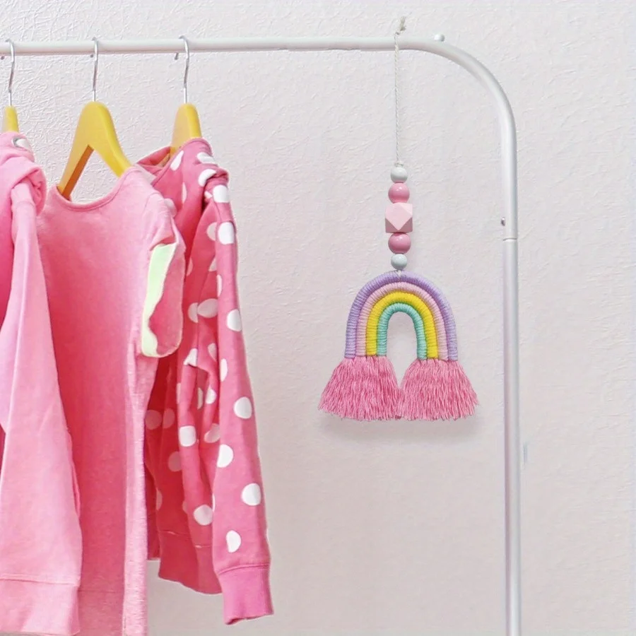 Art And Craft For Nursery - Regenbogen-Windspiele, gewebte Miniatur-Hängedekorationen, Wandkunst für Zuhause,