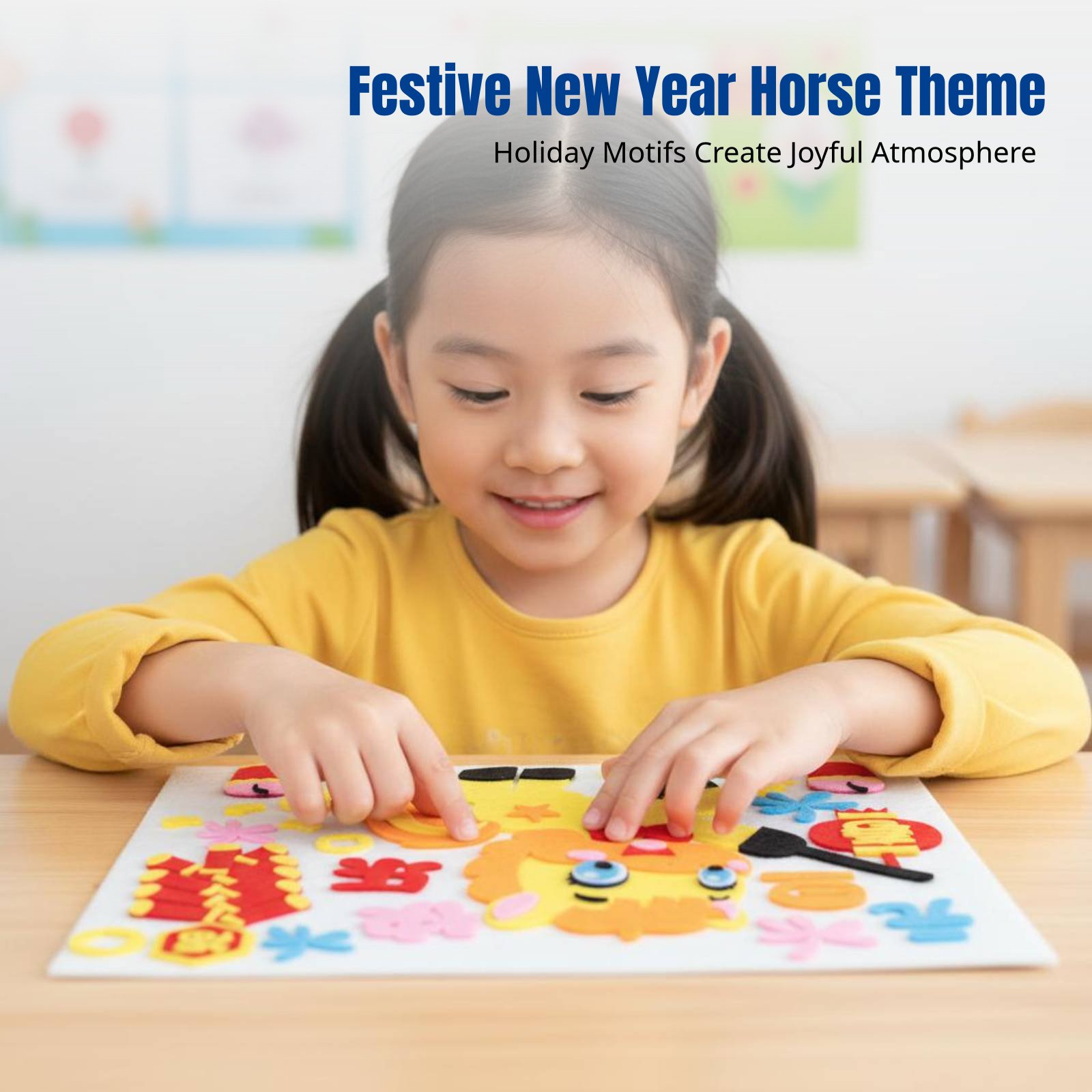 Art Craft Horse - 2026 Neujahr DIY Stoffkunst-Aufkleber, Kreatives Bastelset,