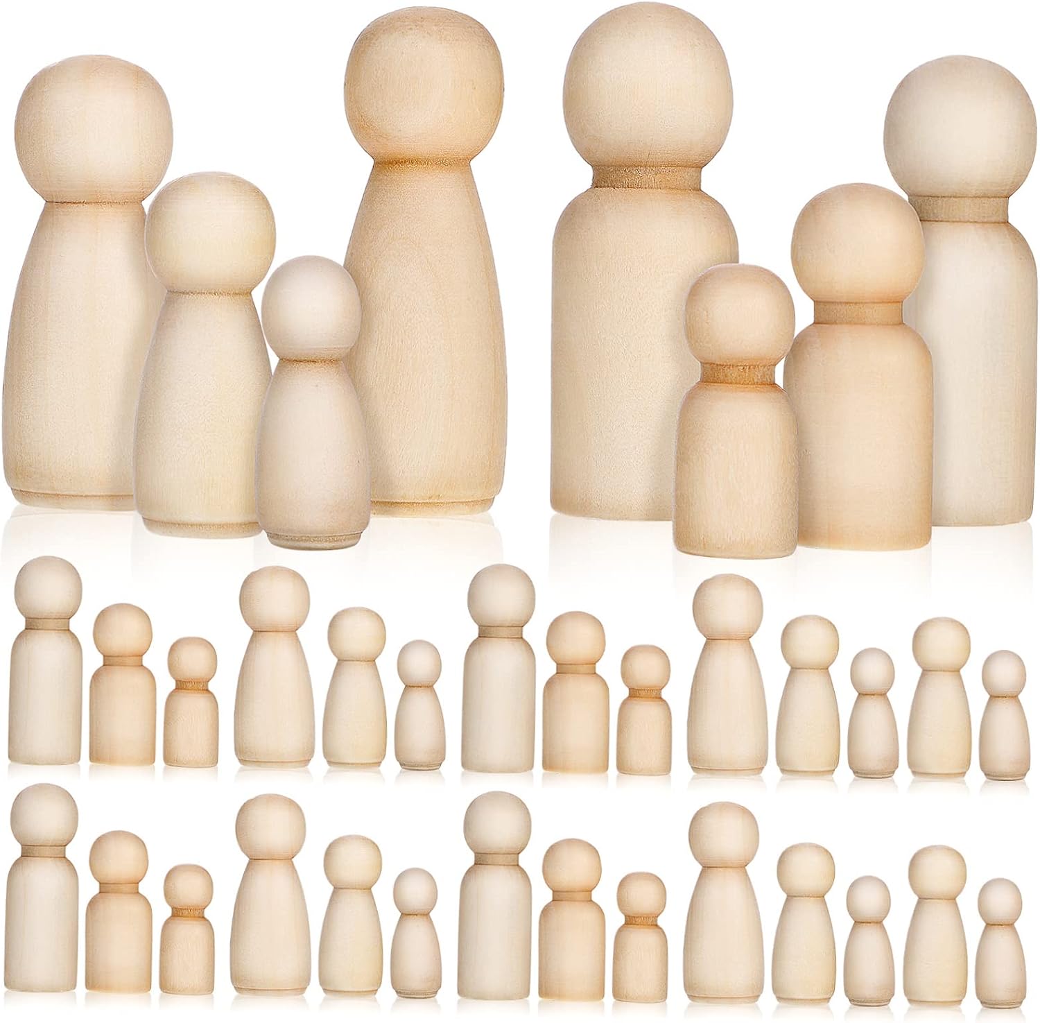 Art And Craft For Nursery - 10 Stück Naturfarbene Unbehandelte Holzpuppen Frauen
