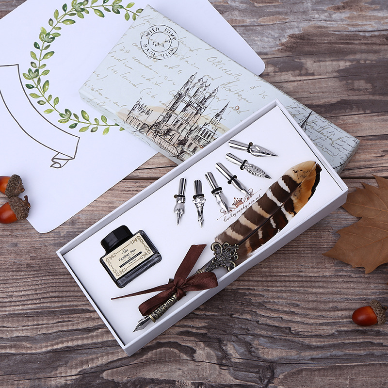 Art Craft Stationery - Retro Feder-Dip-Pen Schreibset mit Tinte, Exquisites