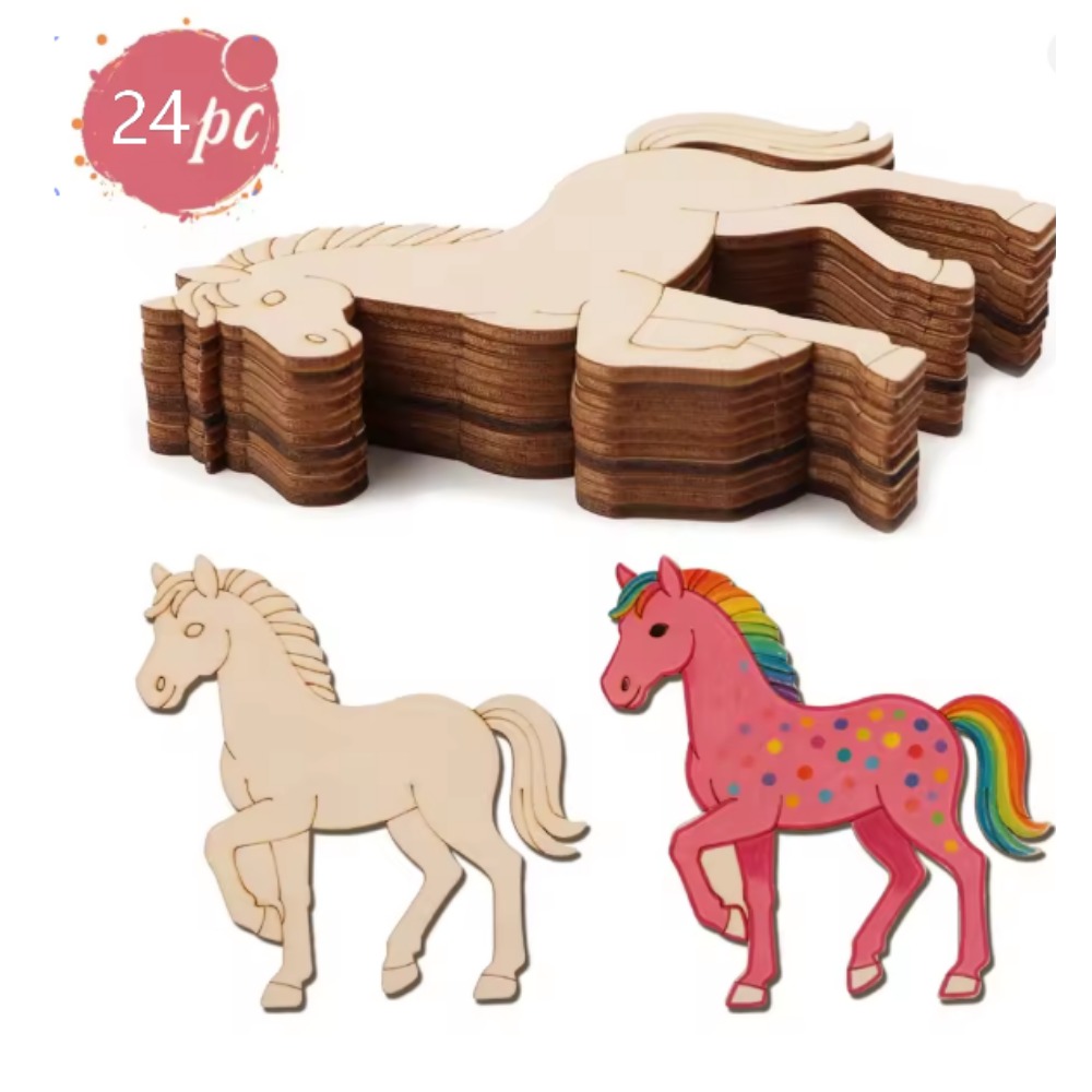 24 Stück Unfertige Pferde-Holz – Art Craft Horse Bewertung und Preis